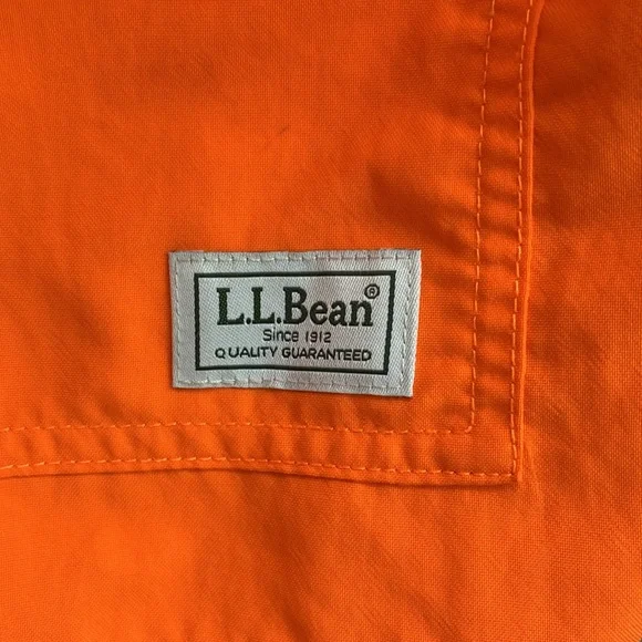 LL Bean Blaze Orange Nylon Hooded Jacket Windbreaker Size Large Regular - Picture 8 of 10